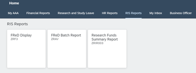Screen shot of FLP RIS Reports dashboard