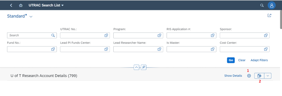 Image of UTRAC Search List
