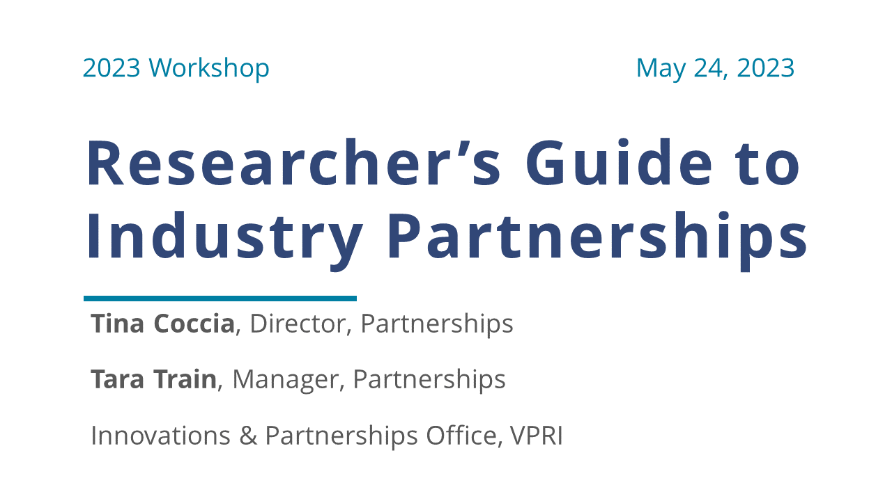 Title slide for Researcher's Guide to Industry Partnerships